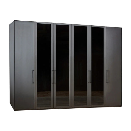 Stylo Decor & Transparent Glass Front 6 Door Wardrobe – W300cm