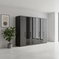 Stylo Decor & Transparent Glass Front 6 Door Wardrobe – W300cm