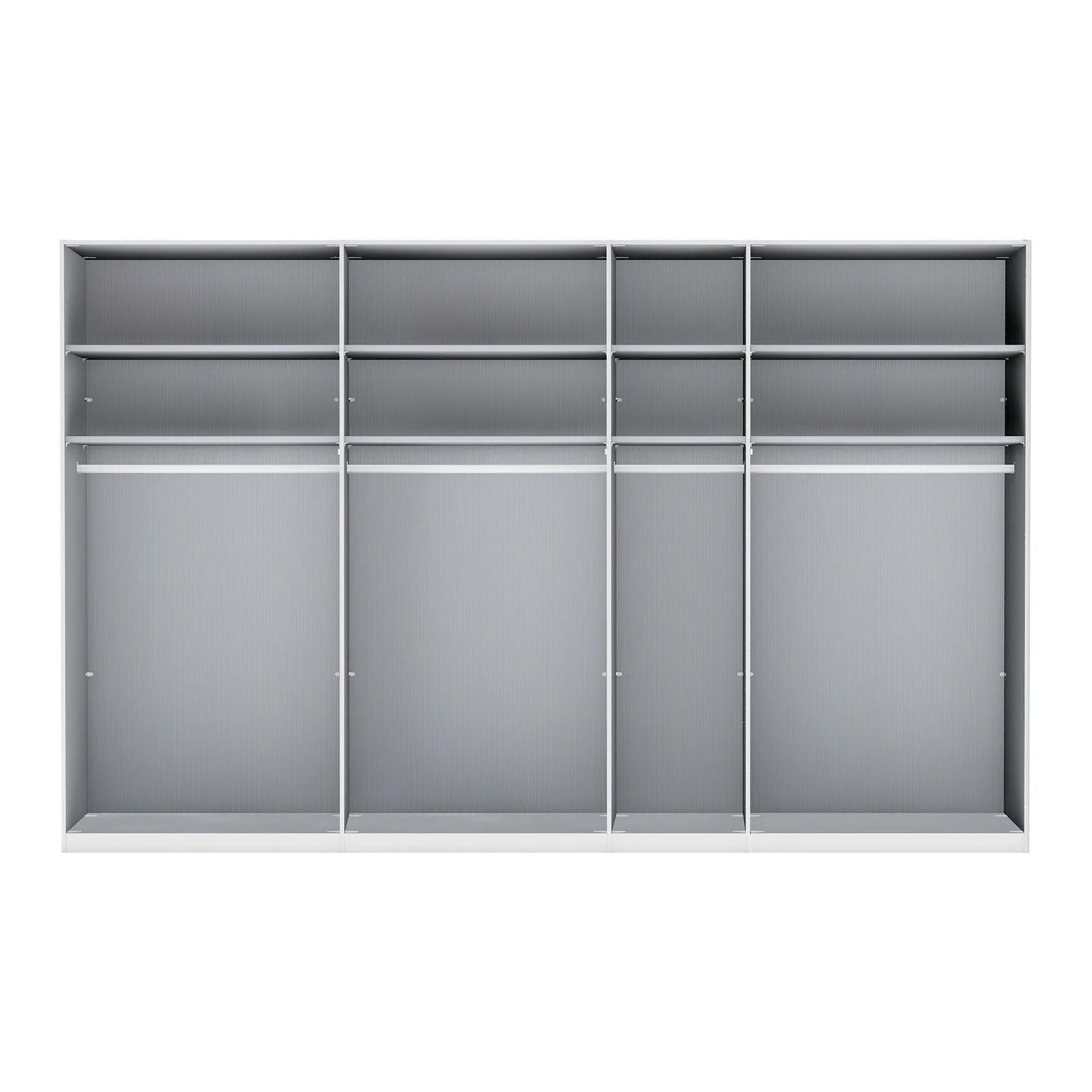 Interior Details of Wiemann Stylo  Door Transparent Black Glass Wardrobe Width 350cm , available in two heights 216cm or 236cm