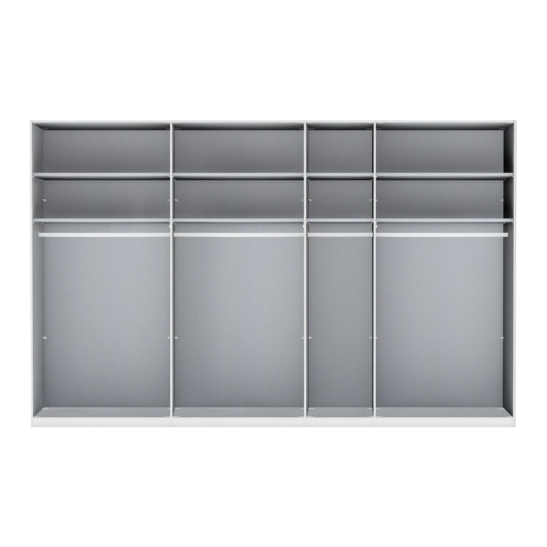 Interior Details of Wiemann Stylo  Door Transparent Black Glass Wardrobe Width 350cm , available in two heights 216cm or 236cm