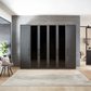 Wiemann Graphite 6 Door Hinged Wardrobe, Middle 4 Glass doors are with Transparent Glass Front