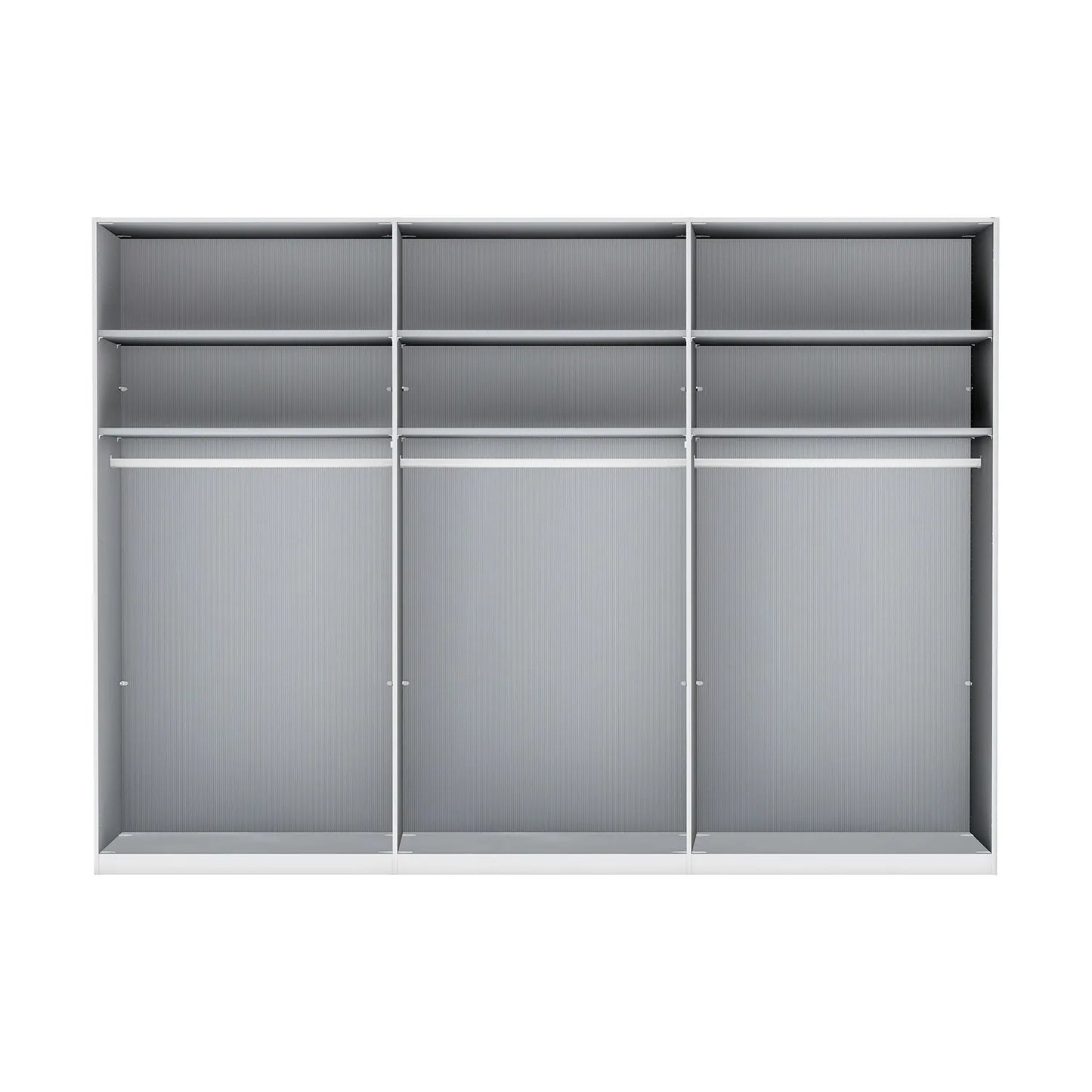 Internal Interior of Wiemann Stylo 6 Door Transparent Black Glass Wardrobe – 300cm