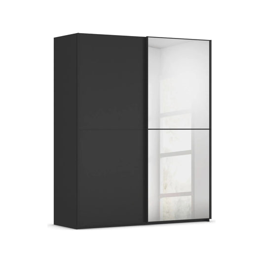 Supreme Duo Black Glass & Mirror 2 Door Sliding Door Wardrobe