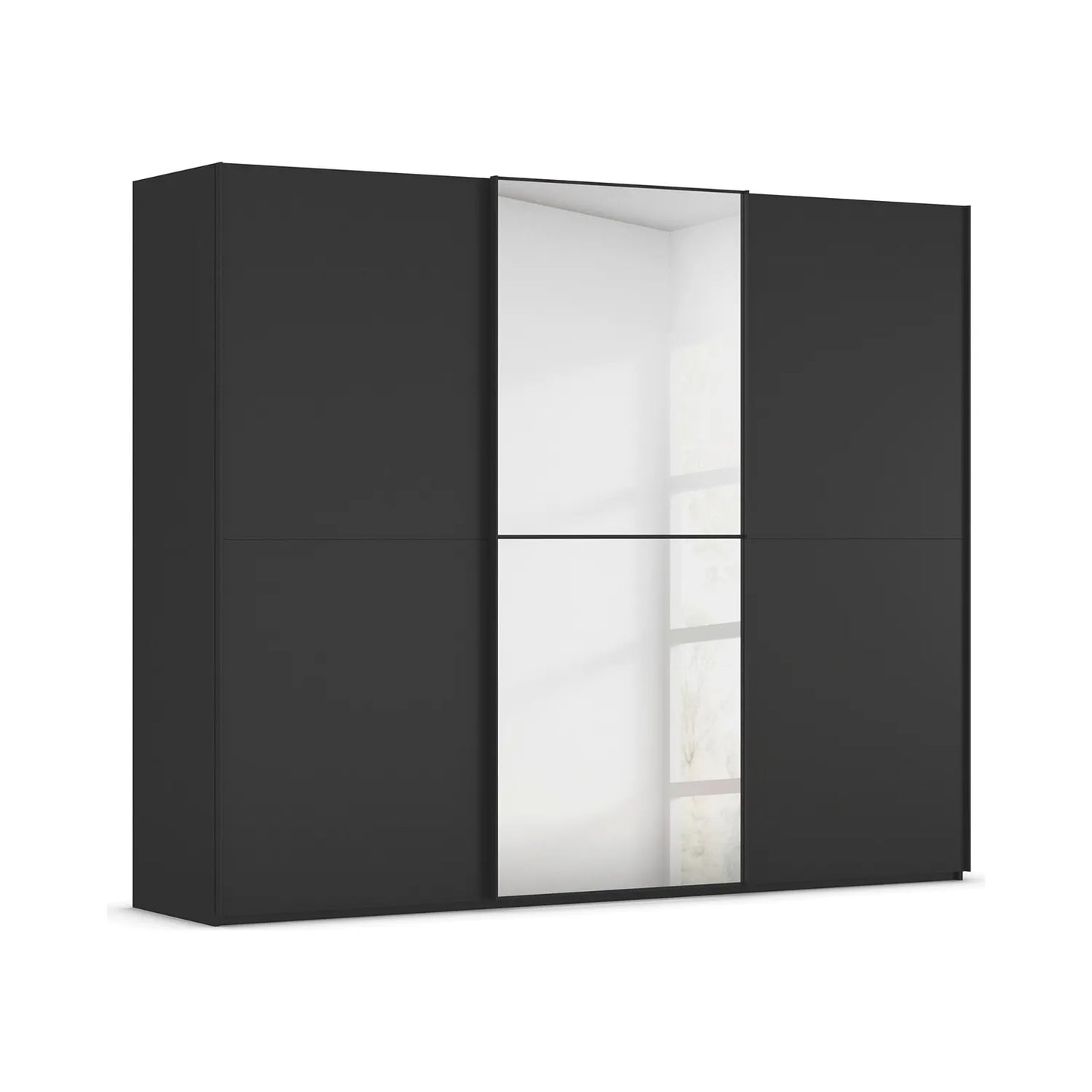 Supreme Duo Black Glass & Mirror 3 Door Sliding Door Wardrobe