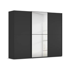 Supreme Duo Black Glass & Mirror 3 Door Sliding Door Wardrobe