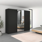 Supreme Duo Black Glass & Mirror 3 Door Sliding Door Wardrobe in bedroom