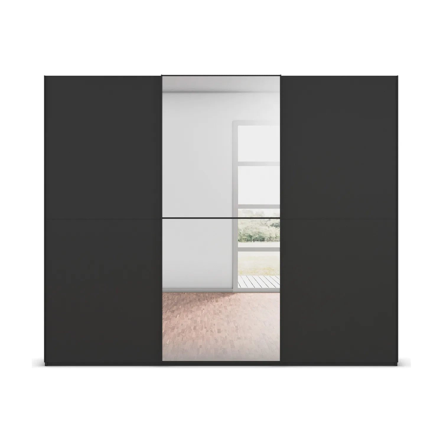 Supreme Duo Black Glass & Mirror 3 Door Sliding Door Wardrobe