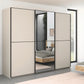 Lifestyle Image of Supreme Duo Champagne 3 Door Sliding Wardrobe with Mirror with Black Trims and Door Handles