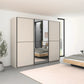 Room Shot of Supreme Duo Champagne 3 Door Sliding Wardrobe with Mirror with Black Trims and Door Handles