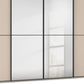 Mirror Closeup View of Supreme Duo Champagne 4 Door Sliding Wardrobe with Mirror with Black Trims and Door Handles