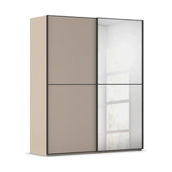 Supreme Duo Fango 2 Door Sliding Wardrobe with Mirror & Black Trim