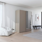 Supreme Duo Fango 2 Door Sliding Wardrobe with Mirror - Side Angle View Styled in a Bedroom