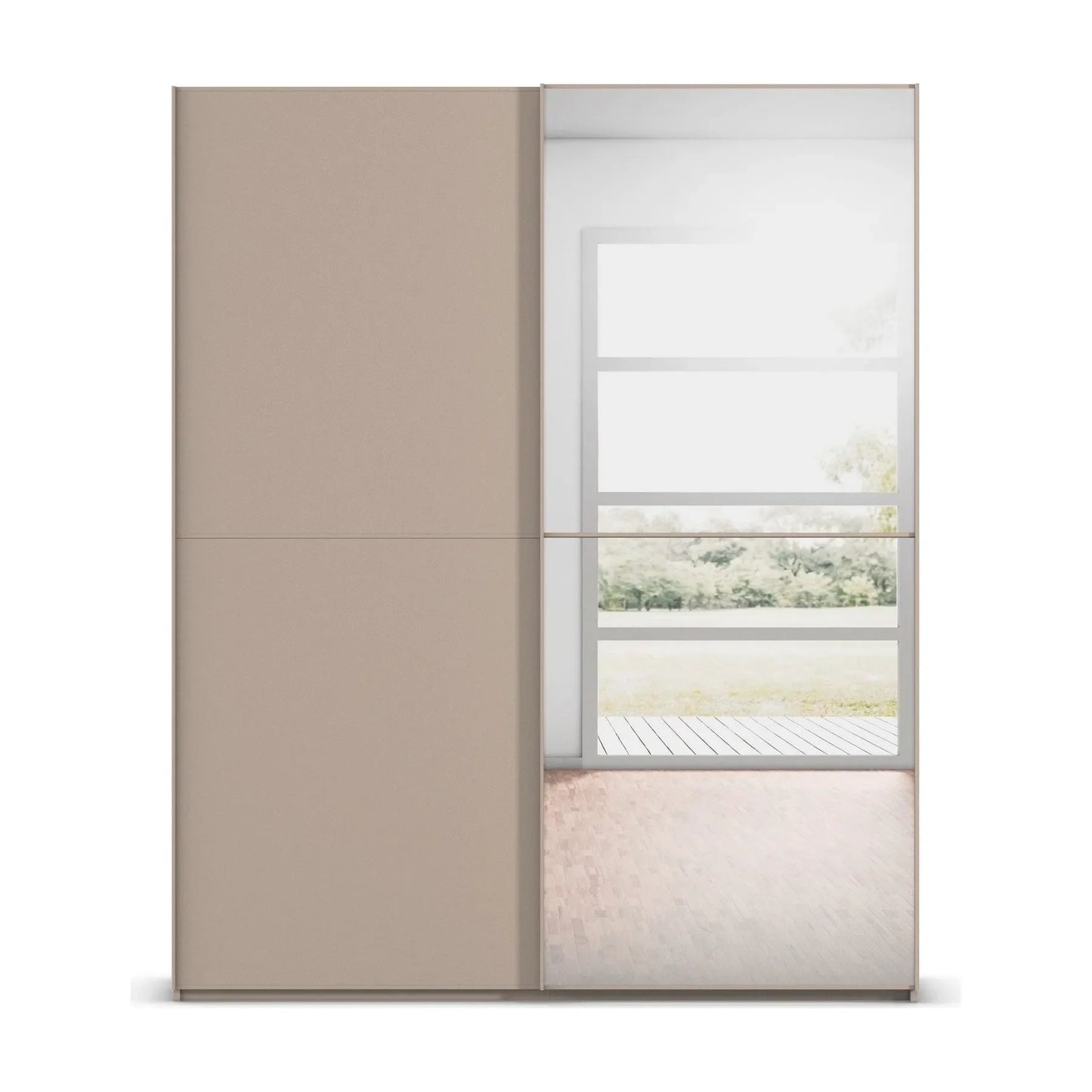 Supreme Duo Fango 2 Door Sliding Wardrobe with Mirror - Front View