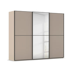 Supreme Duo Fango 3 Door Sliding Wardrobe with Mirror & Black Trim