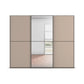 Supreme Duo Fango 3 Door Sliding Wardrobe with Mirror & Black Trim - Front View