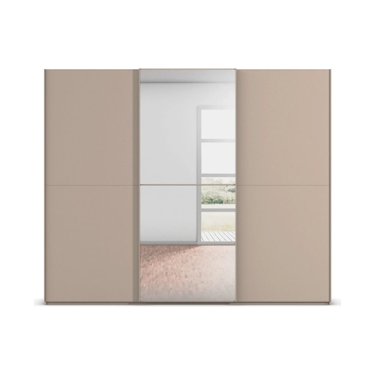 Supreme Duo Fango 3 Door Sliding Wardrobe with Mirror - Front View