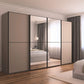 Supreme Duo Fango 4 Door Sliding Wardrobe with Mirror & Black Trim - Styled in a Living Room