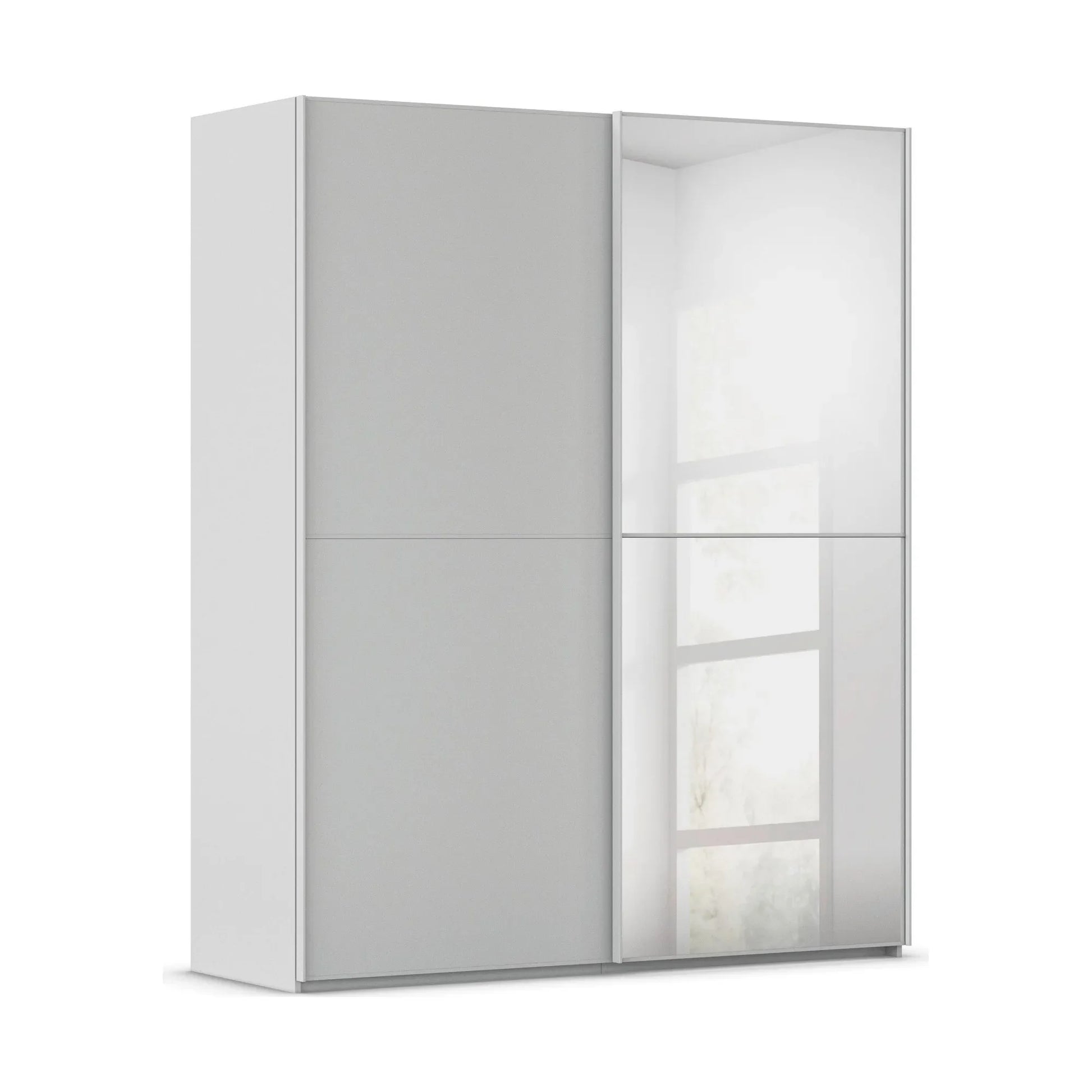 Supreme Duo Silk Grey 2 Door Sliding Door Wardrobe with Mirror