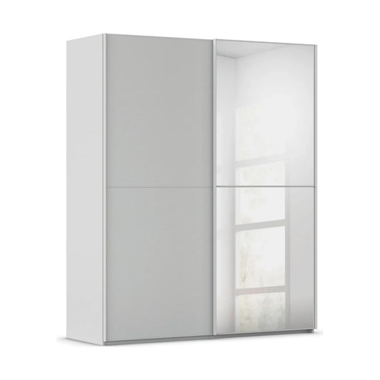 Supreme Duo Silk Grey 2 Door Sliding Door Wardrobe with Mirror