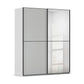 
Supreme Duo Silk Grey 2 Door Sliding Wardrobe with Mirror with Black Trims and Door Handles