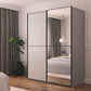 Supreme Duo Silk Grey 2 Door Sliding Wardrobe with Mirror with Black Trims and Door Handles available in 3 with sizes 160cm, 180cm and 200cm