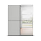 Rauch Supreme Duo Silk Grey 2 Door Sliding Wardrobe with Mirror with Black Trims and Door Handles, Will be Assembled in your room of Choice