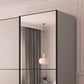 trim details of Supreme Duo Silk Grey 2 Door Sliding Wardrobe with Mirror with Black Trims and Door Handles