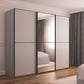 Rauch Black Supreme Duo Silk Grey 3 Door Sliding Wardrobe with Mirror with Black Trims and Door Handles