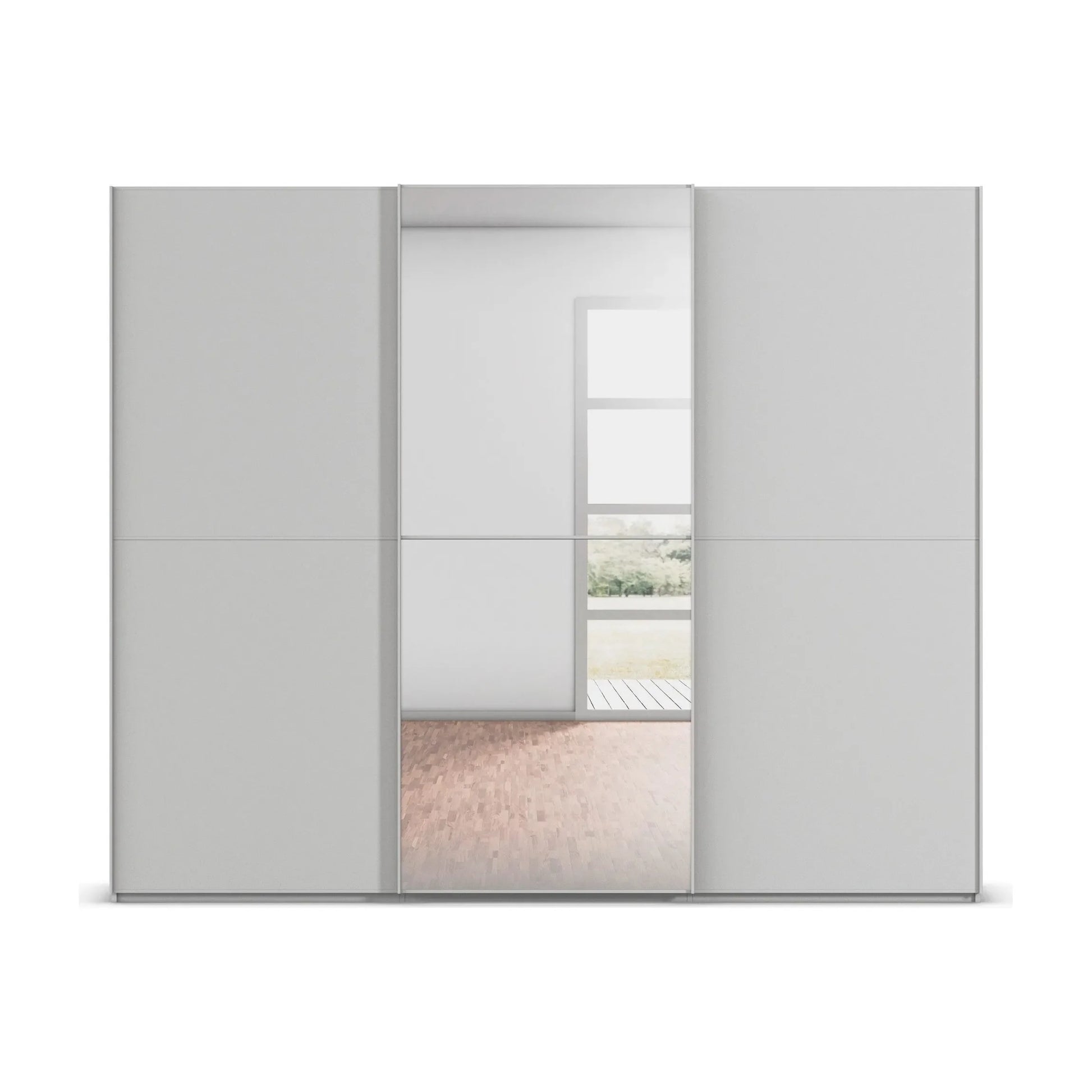 Supreme Duo Silk Grey 3 Door Sliding Wardrobe with Mirror - Front View