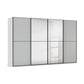 Supreme Duo  4 Door Sliding Wardrobe with Mirror with Black Trims and Door Handles in Silk Grey Colour
