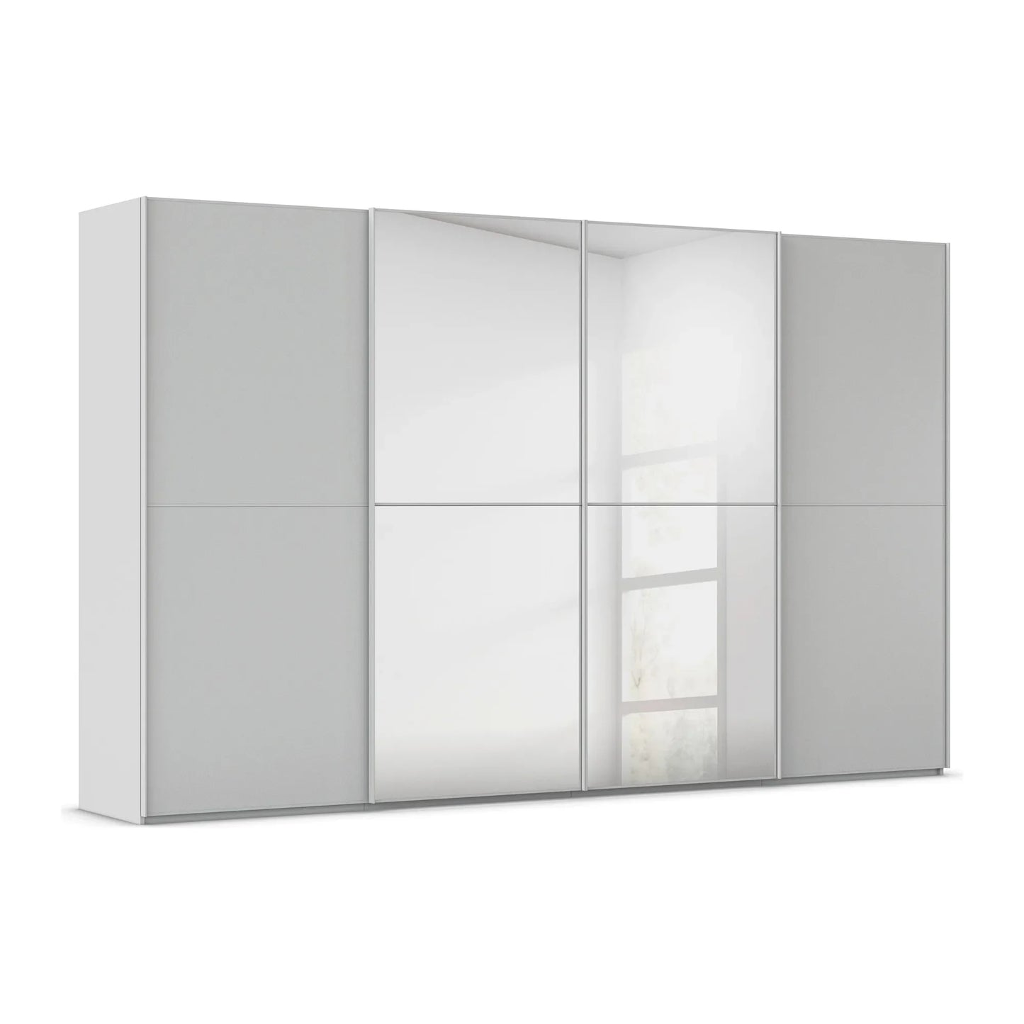 Supreme Duo Silk Grey 4 Door Sliding Wardrobe with Mirror