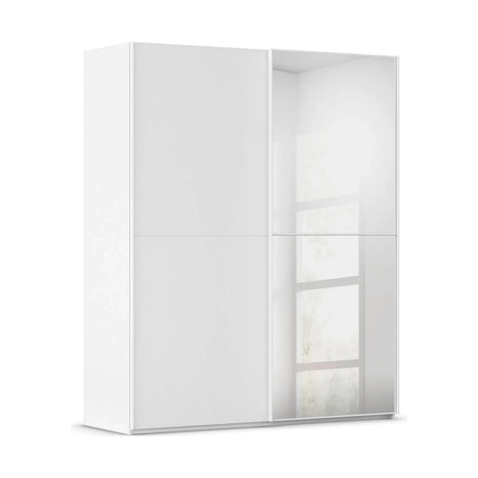 Supreme Duo White Glass & Mirror 2 Door Sliding Door Wardrobe