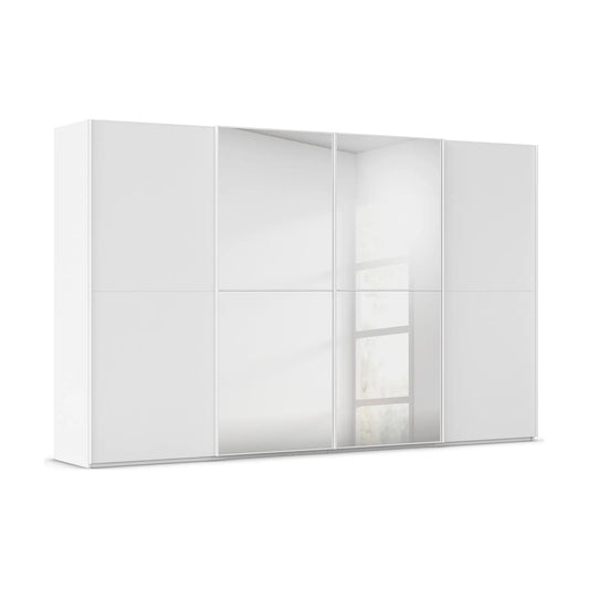 Supreme Duo White Glass & Mirror 4 Door Sliding Wardrobe