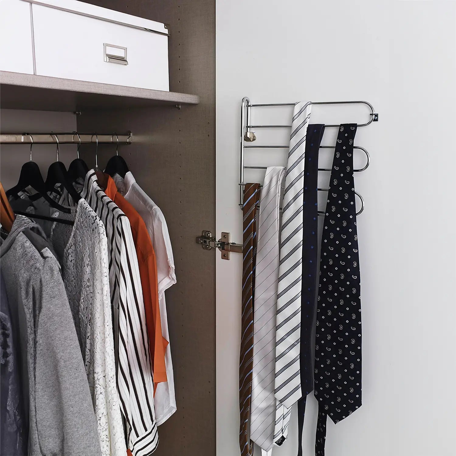 Swivel Tie Rack Rauch Orange - Styled in a Bedroom