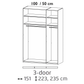 Symphony 151cm Decor 3 Door Hinged Wardrobe - Interior view with Dimensions