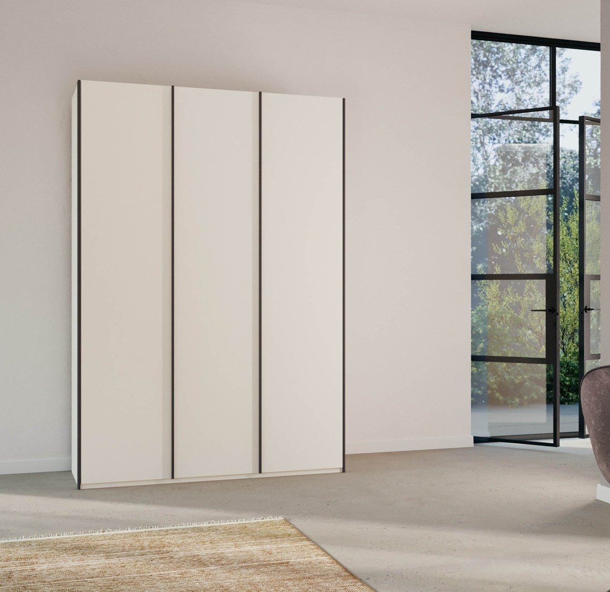 Symphony 151cm Decor 3 Door Hinged Wardrobe - Styled in a Bedroom