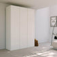 Symphony 151cm Glass 3 Door Wardrobe in White Glass - Styled in a Bedroom