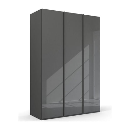 Rauch Symphone Black glass 3 door Hinged wardrobe Width 151cm, available in 2 Height sizes 223cm and 235cm