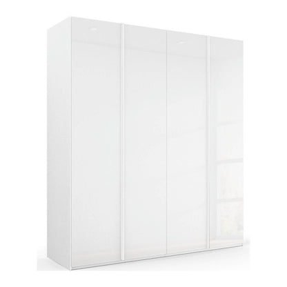 Symphony 201cm 4 Door Hinged Wardrobe in White Glass