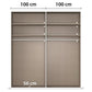 Symphony 201cm 4 Door Hinged Wardrobe in Basalt Glass - Interior view with Compartments Dimensions