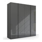Symphony 201cm 4 Door Hinged Wardrobe in Basalt Glass