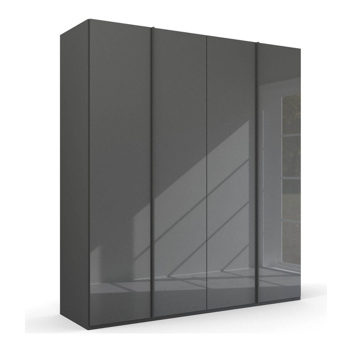 Symphony 201cm 4 Door Hinged Wardrobe in Basalt Glass