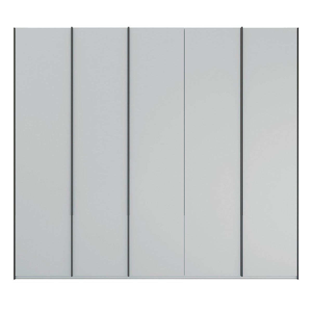 Symphony 251cm Decor 5 Door Hinged Wardrobe in Silk Grey - Front view