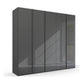 Symphony Graphite glass 5 Door  wardrobe with integrated designer handles and soft close doors