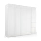 Symphony 251cm Large 5 Door Wardrobe in White Glass