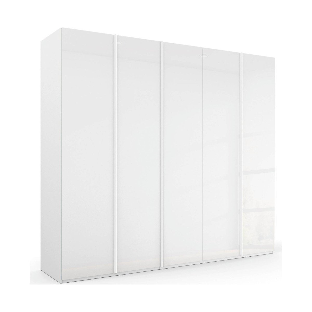 Symphony 251cm Large 5 Door Wardrobe in White Glass