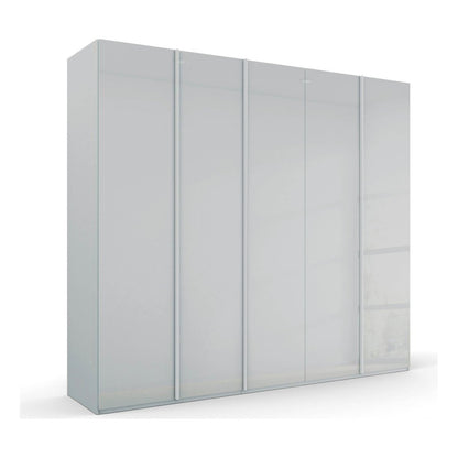 Silk Grey glass wardrobe with 5 Doors contemporary design and spacious interior
