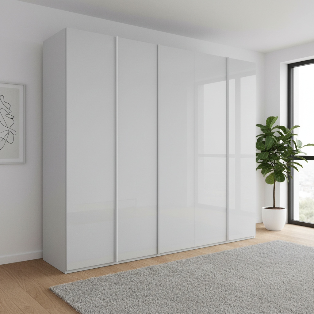 Rauch Symphony 251cm Glass 5 Door Wardrobe with full glass doors and integrated handles