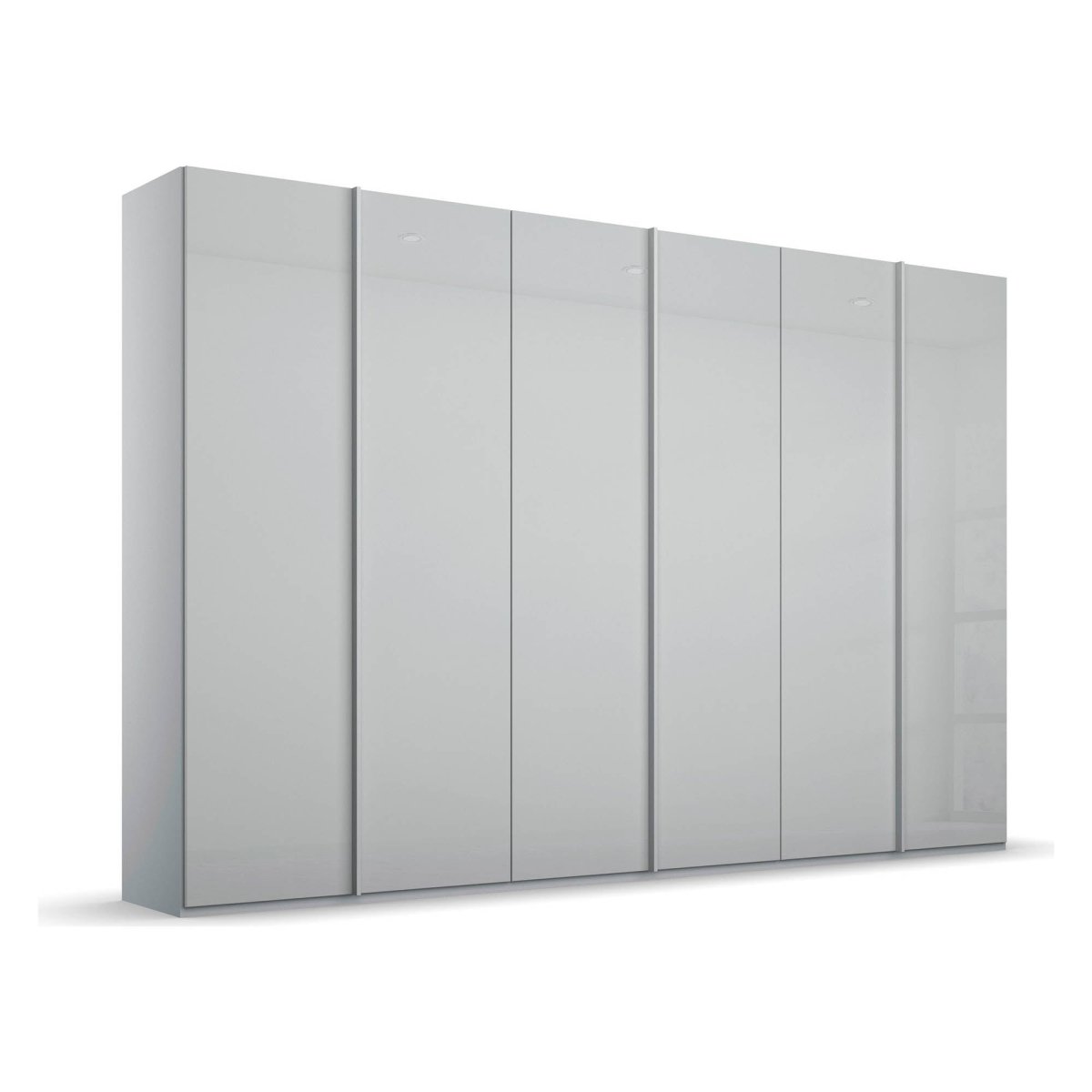 Symphony 301cm 6 Door Hinged Wardrobe in Silk Grey Glass