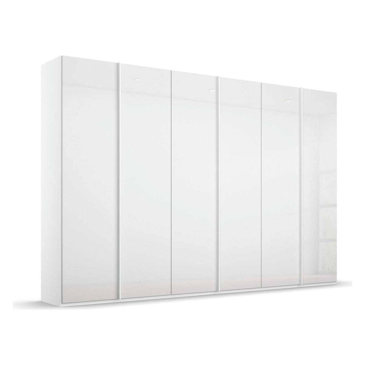 Symphony 301cm 6 Door Hinged Wardrobe in White Glass